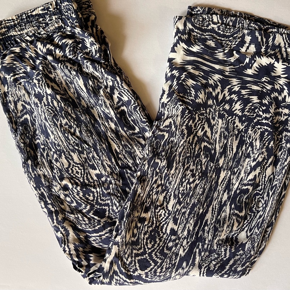 Navy and White Patterned Pants